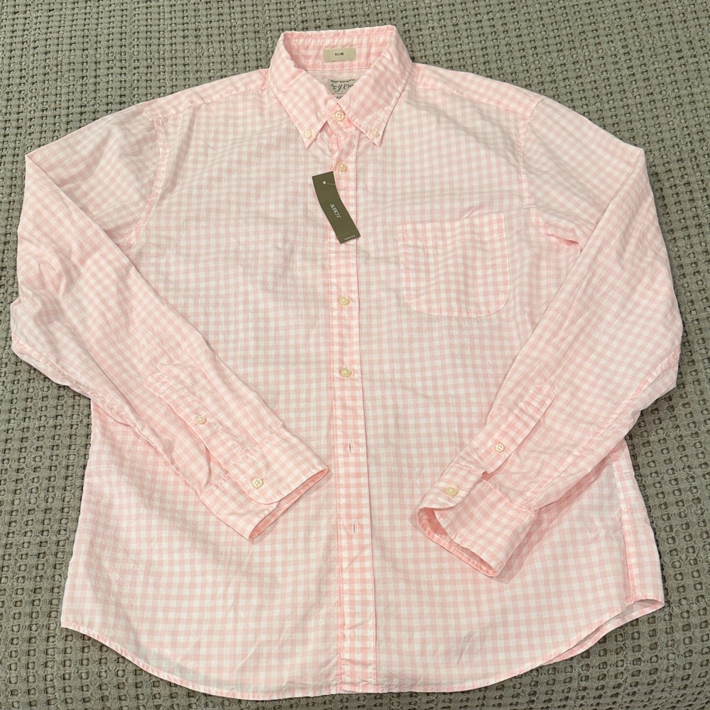 J. Crew Light Pink Plaid Button Down Shirt